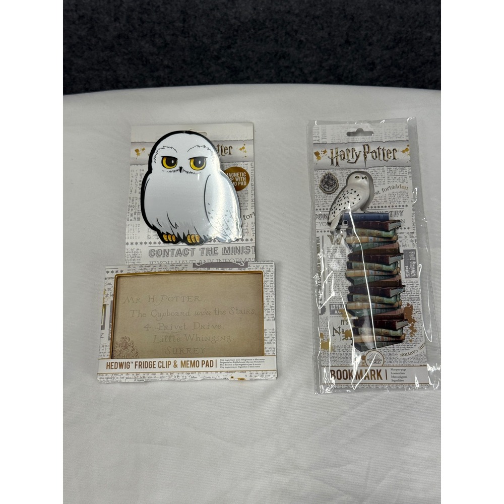 Harry Potter Hedwig Fridge Clip Memo Pad and 3D Bookmark Set Wizarding World NEW